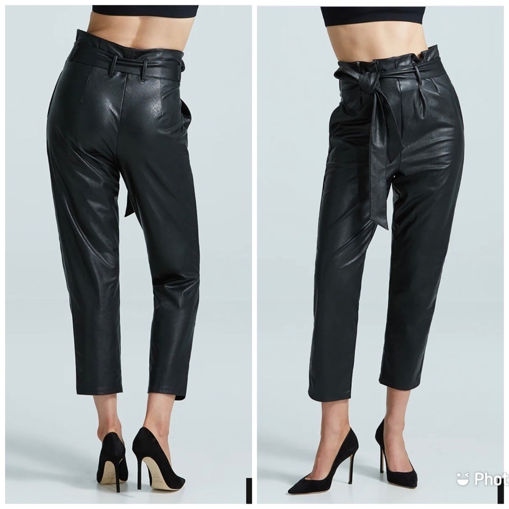 Commando Faux Leather Belted Paperbag‎ Pants Cropped Sz M